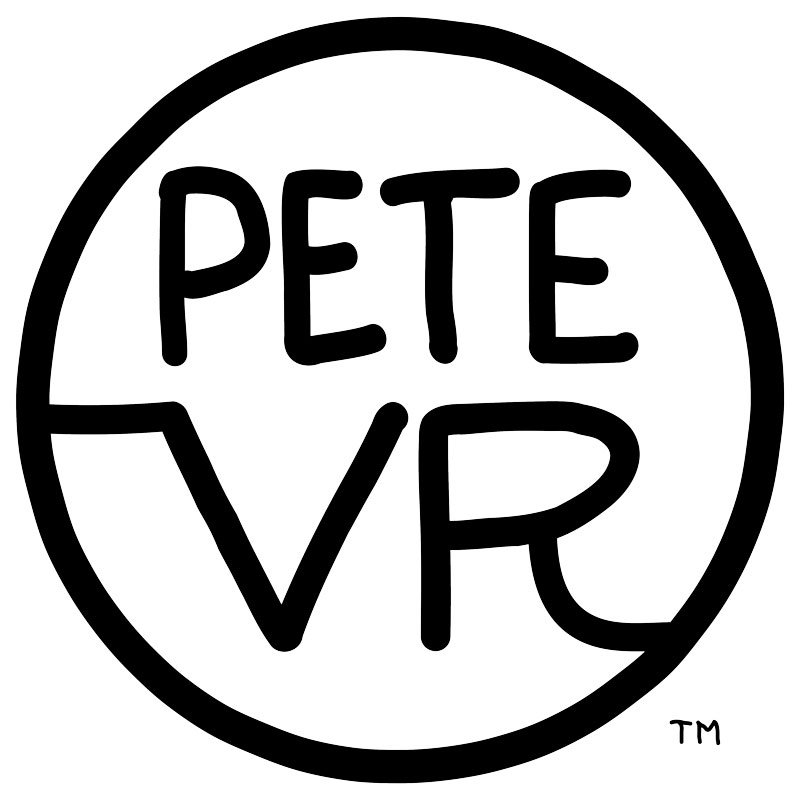 The logo of writer, designer, conceptual artist Pete VR.