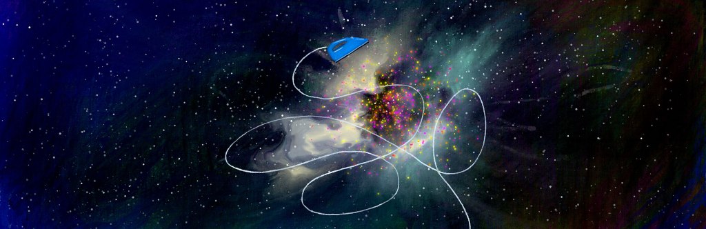 Background image for writer, designer, conceptual artist Pete VR, who shares his prolific originality through brands, apparel, gifts, accessories and other creative initiatives. This particular image is an original digital painting of the NGC 604 Nebula, unfathomable light years in distance from Earth and sheer size, marshaling its vast energies out in the dead, indifferent void to share in your concern over whether you've left the iron on in your home.